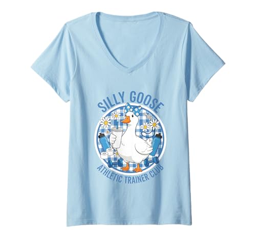 Damen Silly Goose Athletic Trainer Club Lustiger Sport Reha Humor T-Shirt mit V-Ausschnitt von Silly Goose Club Healthcare Professions T-Shirt