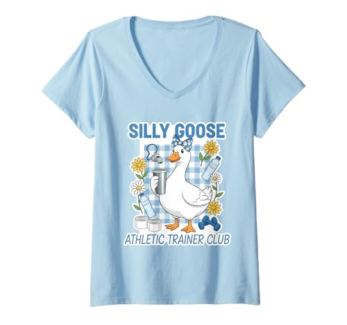 Damen Silly Goose Athletic Trainer Club T-Shirt mit V-Ausschnitt von Silly Goose Club Healthcare Professions T-Shirt