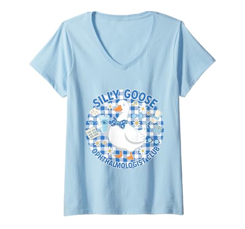 Damen Silly Goose Augenarzt Club, süße lustige Gans T-Shirt mit V-Ausschnitt von Silly Goose Club Healthcare Professions T-Shirt