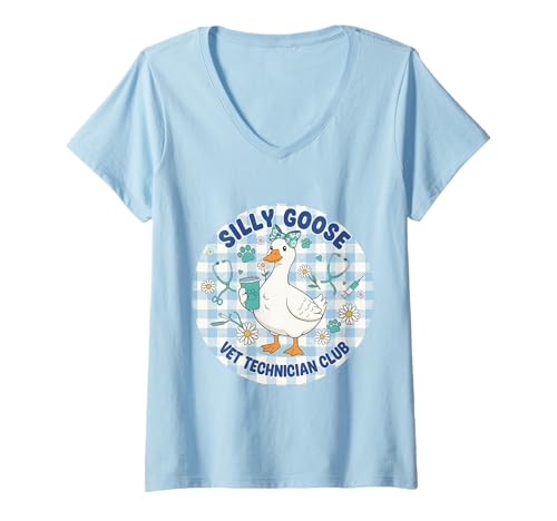 Damen Silly Goose Club für Tierarzttechniker T-Shirt mit V-Ausschnitt von Silly Goose Club Healthcare Professions T-Shirt