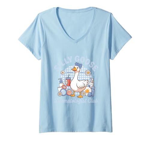 Damen Silly Goose Dermatologenclub T-Shirt mit V-Ausschnitt von Silly Goose Club Healthcare Professions T-Shirt