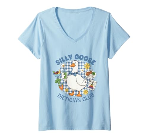 Damen Silly Goose Dietician Club Lustige Gans T-Shirt mit V-Ausschnitt von Silly Goose Club Healthcare Professions T-Shirt