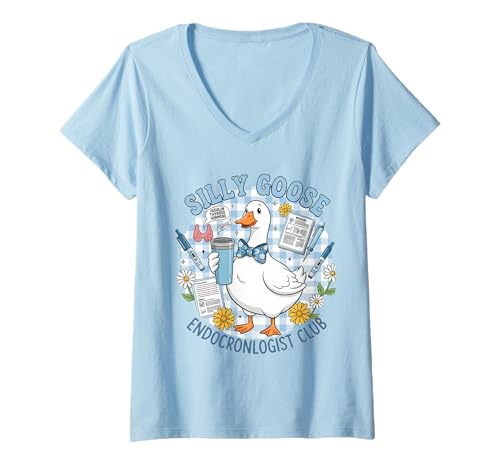 Damen Silly Goose Endocronloge Club Cute Funny Hormone Doctor T-Shirt mit V-Ausschnitt von Silly Goose Club Healthcare Professions T-Shirt