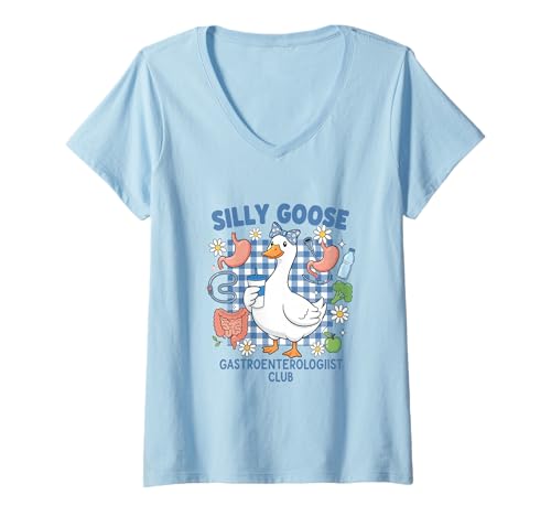 Damen Silly Goose Gastroenterologe Club Lustig Niedlich T-Shirt mit V-Ausschnitt von Silly Goose Club Healthcare Professions T-Shirt