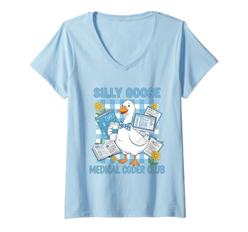 Damen Silly Goose Medical Coder Club Amsterdam One, niedlich T-Shirt mit V-Ausschnitt von Silly Goose Club Healthcare Professions T-Shirt