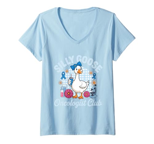 Damen Silly Goose Oncologist Club Amtridam One Lustig Süß T-Shirt mit V-Ausschnitt von Silly Goose Club Healthcare Professions T-Shirt