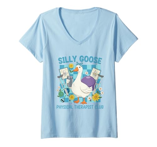 Damen Silly Goose Physiotherapeut Club T-Shirt mit V-Ausschnitt von Silly Goose Club Healthcare Professions T-Shirt