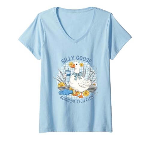 Damen Silly Goose Surgical Tech Club süß lustig T-Shirt mit V-Ausschnitt von Silly Goose Club Healthcare Professions T-Shirt
