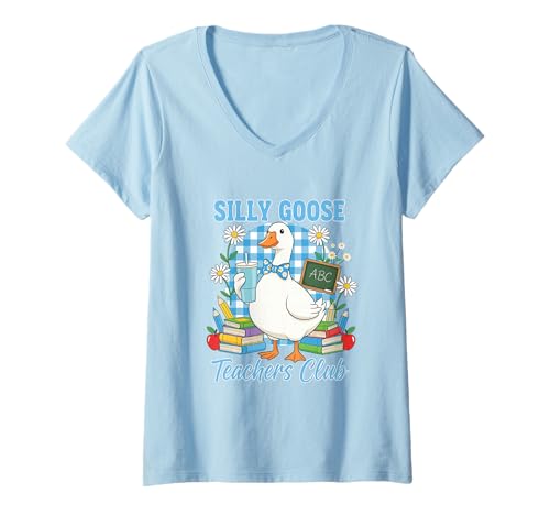 Damen Silly Goose Teachers Club Amsterdam One Süß Lustig T-Shirt mit V-Ausschnitt von Silly Goose Club Healthcare Professions T-Shirt