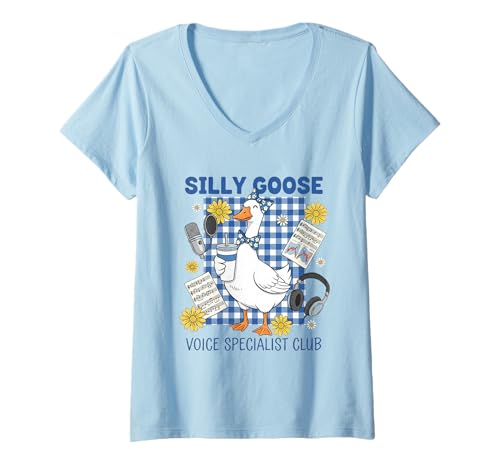 Damen Silly Goose Voice Specialist Club, süß und lustig T-Shirt mit V-Ausschnitt von Silly Goose Club Healthcare Professions T-Shirt
