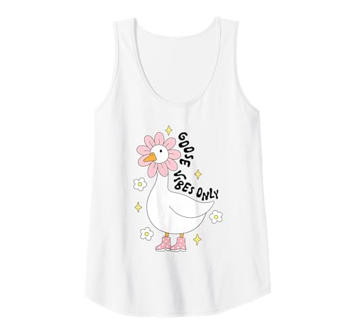 Damen Niedliche Gänseblütenkopf-Stiefel, lustige Gans-Vibes Only-Tier Tank Top von Silly Goose Funny Cute Trendy Kawaii Graphic Tees