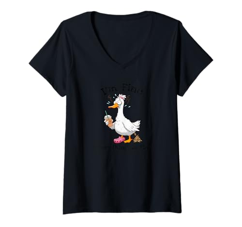 Damen It's Fine - I'm Fine - Everything is Fine - Silly Goose T-Shirt mit V-Ausschnitt Damen It's Fine - I'm Fine - Everything is Fine - Silly Goose T-Shirt mit V-Ausschnitt von Silly Goose - I'm Fine - Everything Is Fine