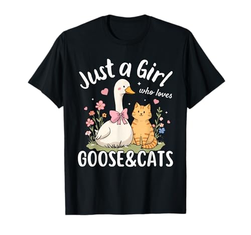 Just a Girl Who Loves Goose and Cats Ingwer Cat Cute Pastell T-Shirt von Silly Goose Lover Floral Pastel Women Girly Tee