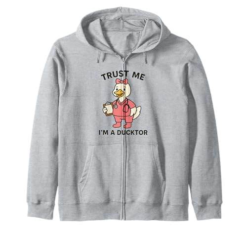 Trust Me I'm a Ducktor Funny Female Duck Nurse Quack Doctor Kapuzenjacke von Silly Scrubs Duckwear