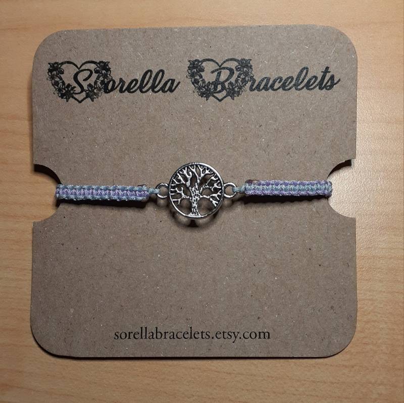 Lebensbaum-Armband in Lavendel Und Graublau Makramee - Handgefertigtes Armband von SillySealBracelets
