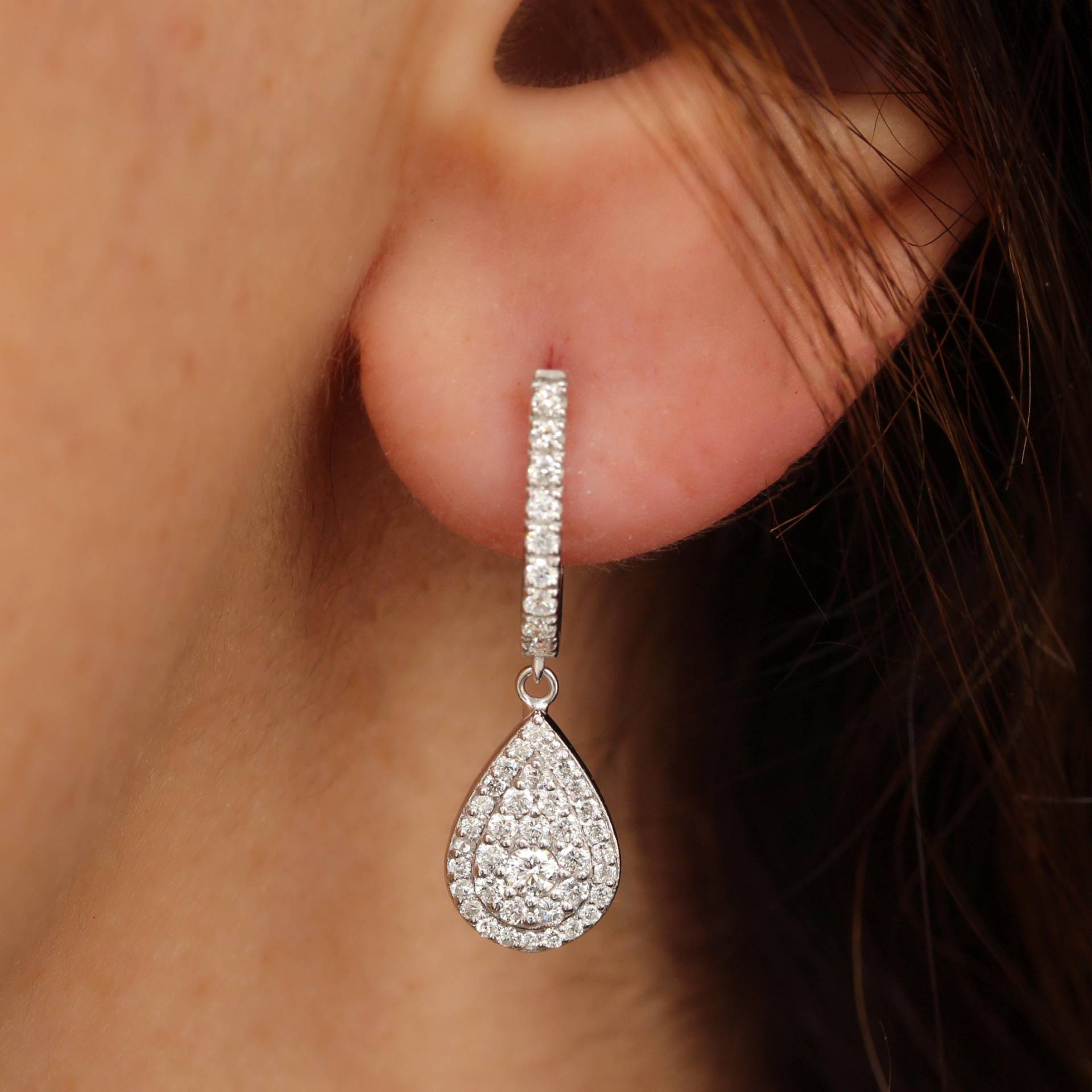 Große Pear Diamond Drops Ohrringe, Wunderschöne Wunderliche Luxuriöse Diamant Ohrringe 14K Weißgold, Geschenk Für Sie, Jubiläumsgeschenk Basic von SillyShinyGemstones