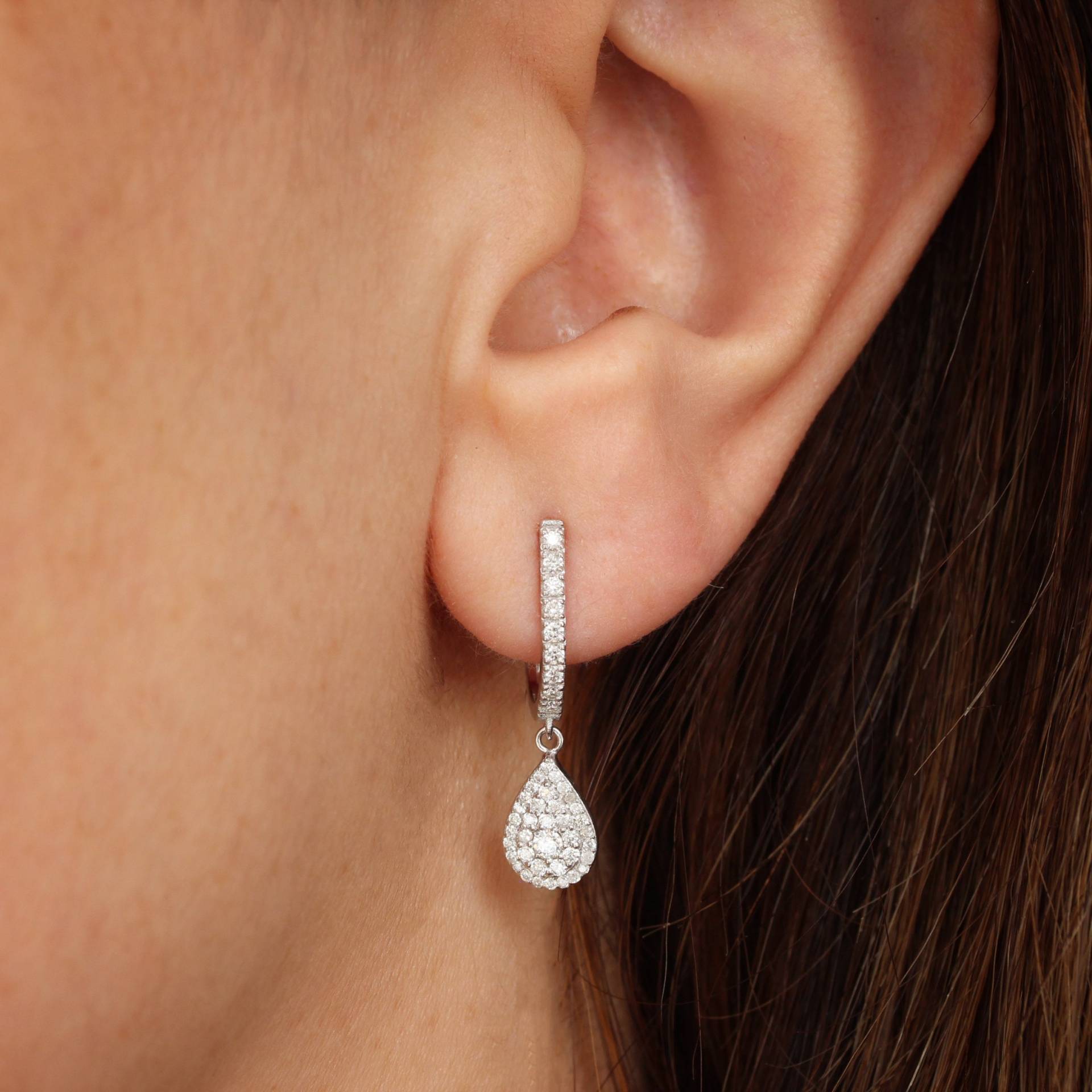 Kleine Birnen-Diamant-Tropfen-Ohrringe, Schöne Wunderliche Luxuriöse Diamant-Ohrringe 14K Weißgold, Geschenk Für Sie, Jahrestag Basic von SillyShinyGemstones