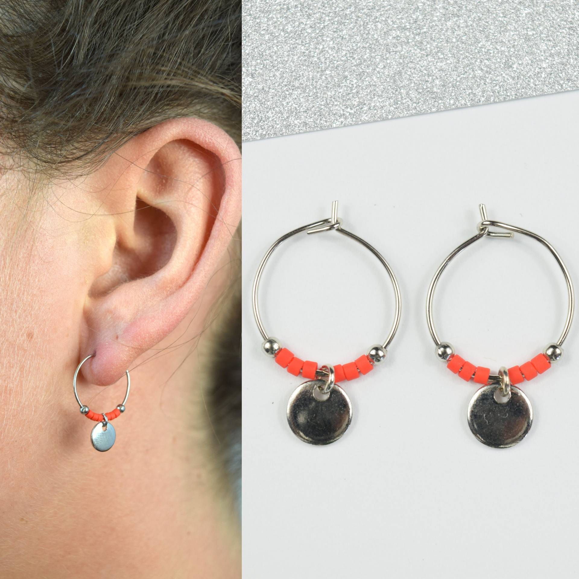 Mini Creoles Miyuki Perlen Und Weinrebe, Silber Rhodiniert von SilmaBijoux