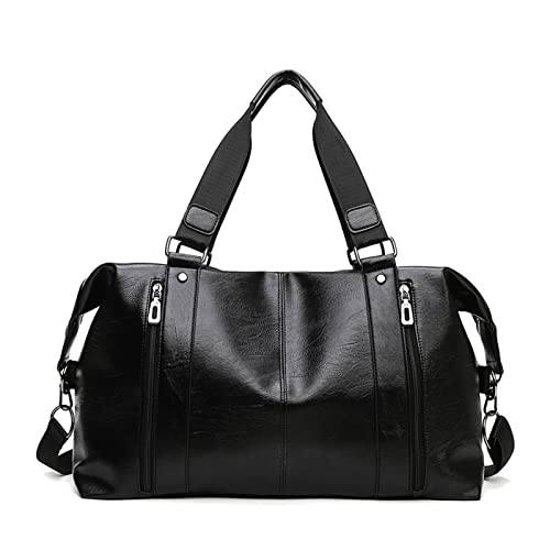 Bai Shi Wu Fitness Reisetasche Gym Handtasche Training Sport Leder Männer Frauen Duffel Schulter Umhängetasche Yoga Reisen Sporttasche Turnbeutel (Farbe: Schwarz) von SilteD