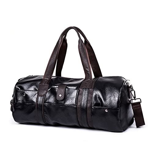 Bai Shi Wu Weiche PU-Leder-Turntasche, Sporttaschen, Handtaschen für Fitness, Männer und Frauen, Training, Schulter, Reisen, Sporttasche, Sporttaschen (Farbe: Schwarz) von SilteD