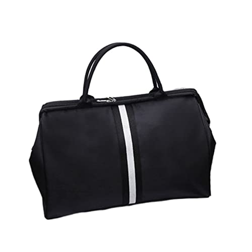 SilteD Fitness-Tasche für Damen, über Nacht, Wochenende, Damen, gestreift, große Reisetasche, leicht, für Herren, faltbar, Outdoor-Taschen, Sporttaschen (Farbe: Schwarz, L) von SilteD