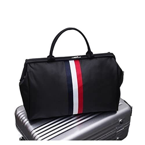 SilteD Fitness-Tasche für Damen, über Nacht, Wochenende, Damen, gestreift, große Reisetasche, leicht, für Herren, faltbar, Outdoor-Taschen, Sporttaschen (Farbe: Schwarz, Rot, M) von SilteD