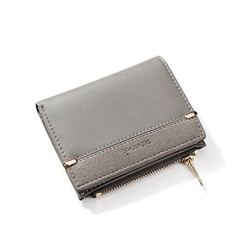 SilteD-Geldbörse für Damen, kleine Geldbörse, Clutch-Geldbörse, zweifach gefaltete Damen-Geldbörse, PU-Leder, Grau von SilteD