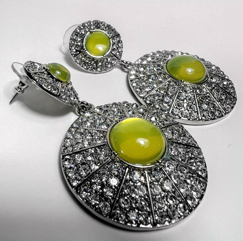 Neu Katzenauge Kristall Inlay Silberfarbene Ohrringe 6929 von Silvagem