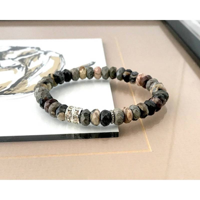 Boho Silber Blatt Jaspis Armband Sterling & Kristall Akzente Boho Silber Blatt Jaspis Armband Sterling & Kristall Akzente von SilvanaSagan