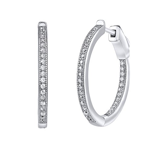 Damen Creolen aus 925 Sterling Silber mit Zirkonia 2,2 cm von SILVEGO