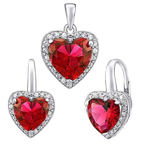 SILVEGO Damen Schmuck-Set aus 925 Sterling Silber rotes Herz ROMANCE von SILVEGO