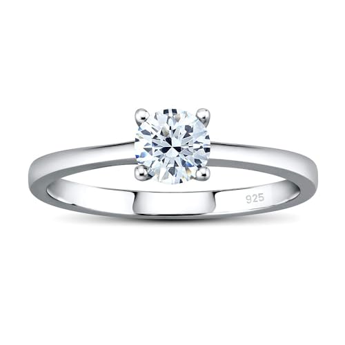 SILVEGO Verlobungsring MADISON 925 Sterling Silber rhodiniert mit Swarovski Zirconia, nickelfreier und hypoallergener Solitärring hochwertige Qualität von SILVEGO