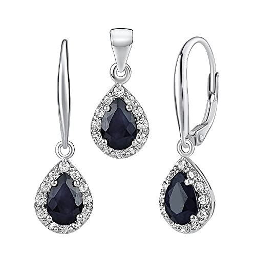 SILVEGO Damen Schmuck-Set aus 925 Sterling Silber mit echtem Saphir VERONA von SILVEGO