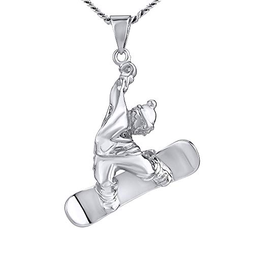 SILVEGO Herren Anhänger aus 925 Sterling Silber Snowboard Fahrer von SILVEGO