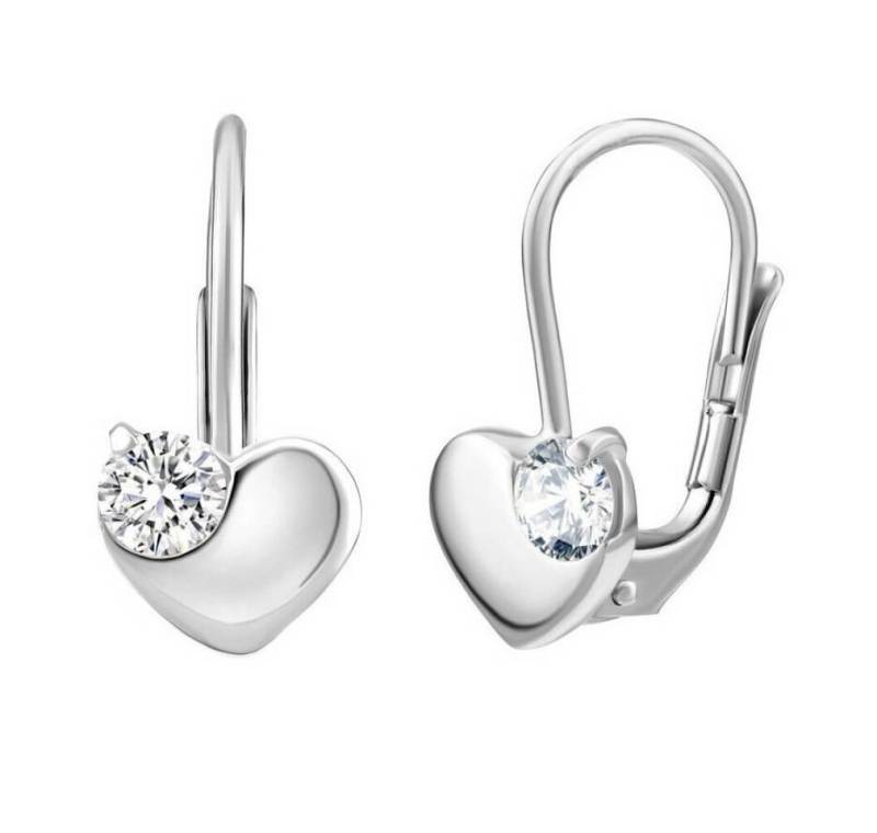 Silvego Ohrring-Set Delicate silver heart earrings with clear zircons Swarovski 70462s von Silvego