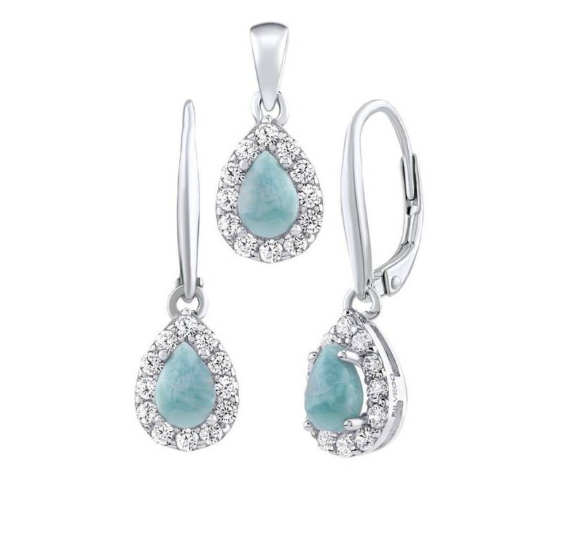 Silvego Ohrring-Set EUREKA Silberschmuck-Set mit Larimar - Ohrringe und Anhänger JJJ1393LR von Silvego