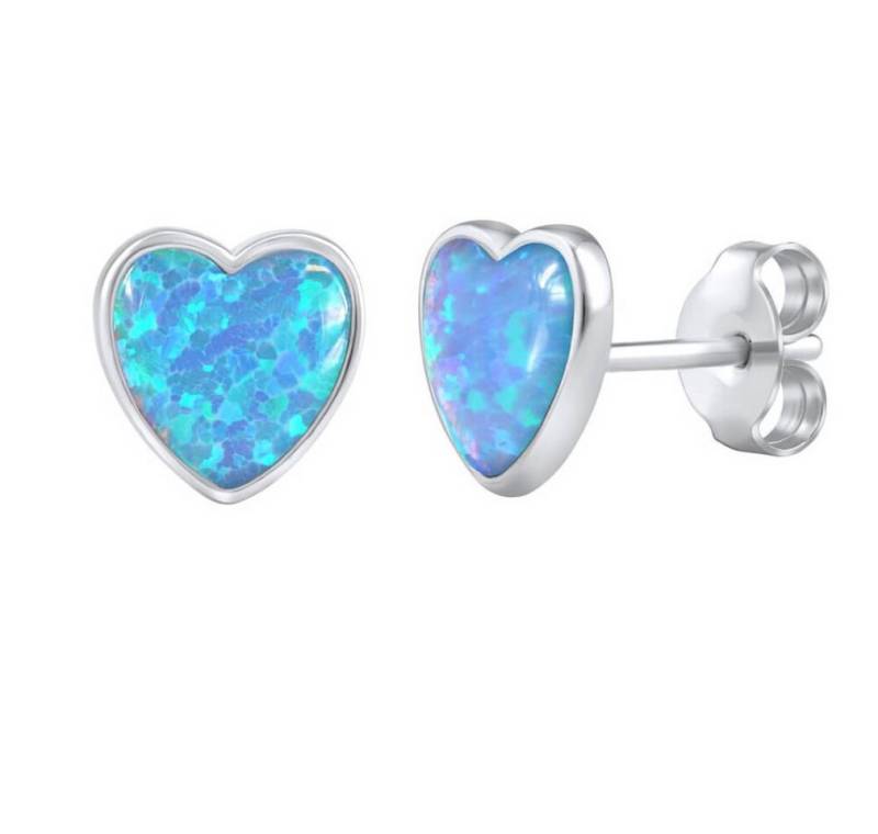 Silvego Ohrring-Set Heart earrings with blue synthetic opals LPS0857B von Silvego