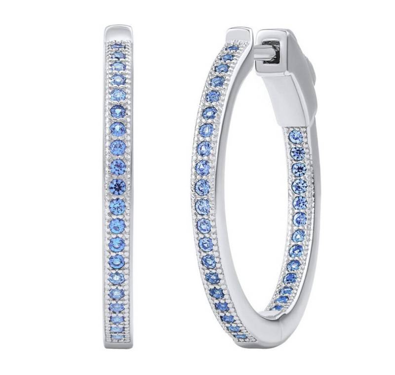 Silvego Ohrring-Set MILLA 22mm Silber-Ohrringe mit blauem Saphir JJJE0106ELB von Silvego