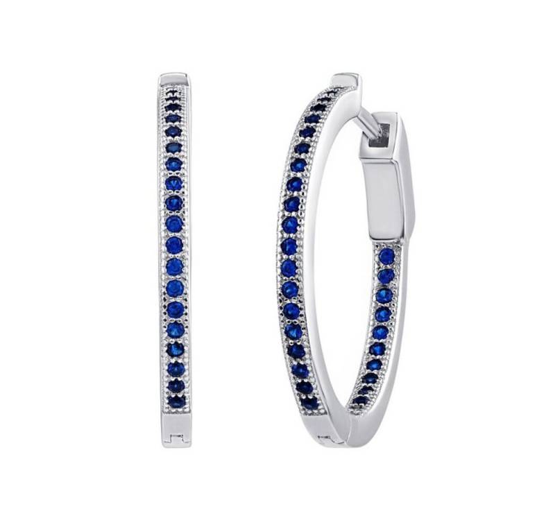 Silvego Ohrring-Set MILLA 22mm Silver Hoop Earrings with Blue Sapphire JJJE0106ESPB von Silvego