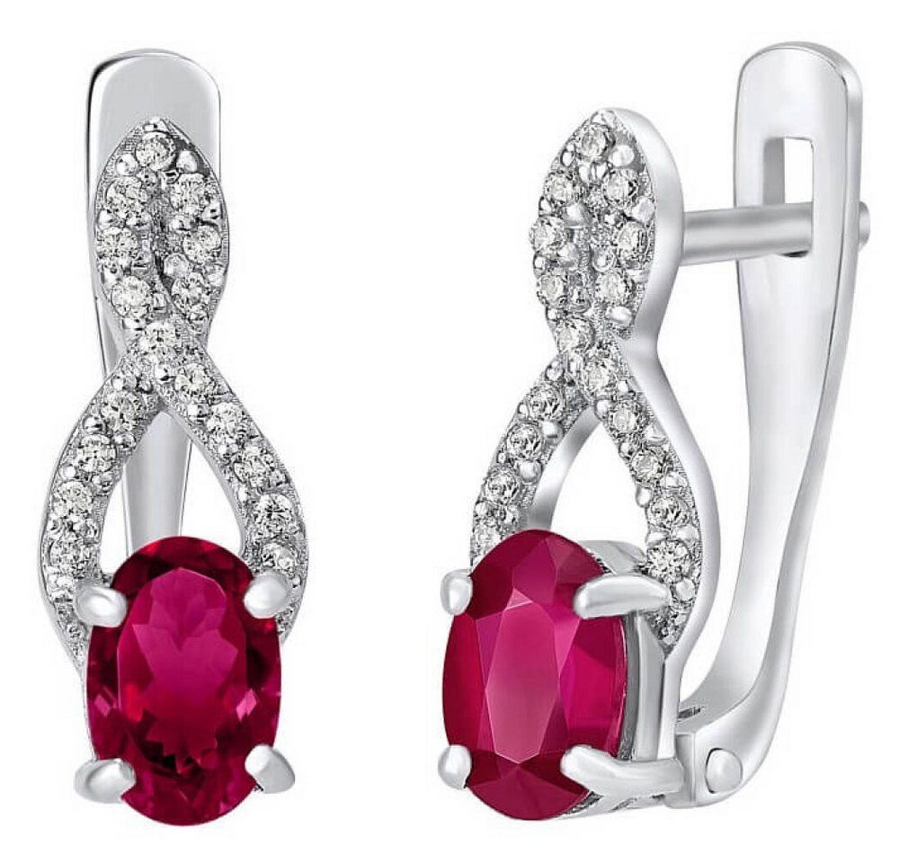 Silvego Ohrring-Set Silver earrings with synthetic ruby GRACE QRE03R von Silvego
