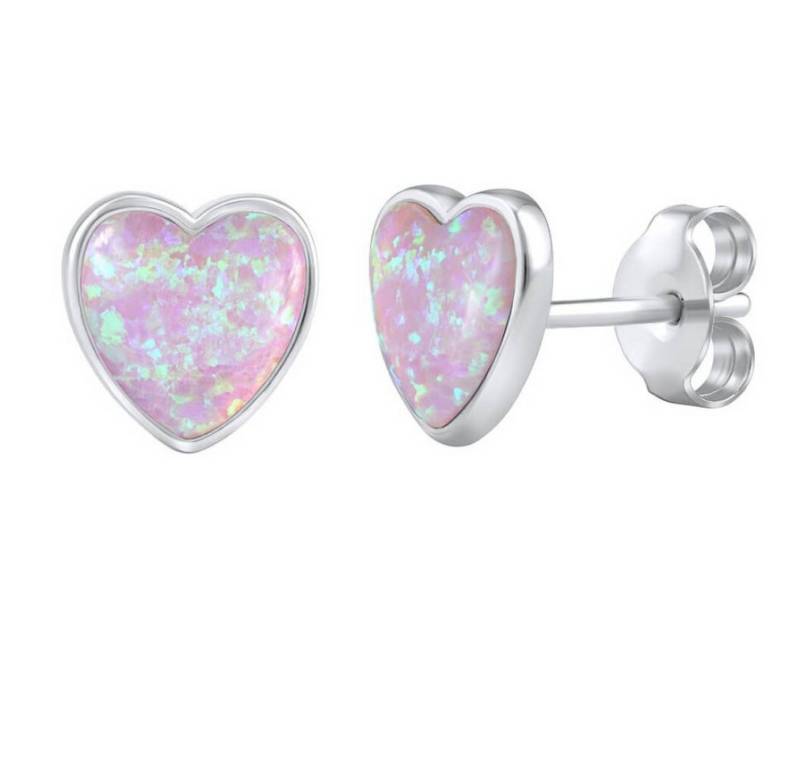 Silvego Ohrring-Set Silver heart earrings with synthetic opals LPS0857P von Silvego