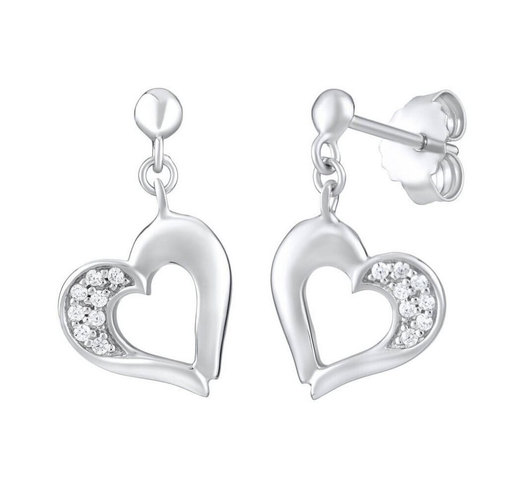 Silvego Ohrring-Set Silver heart earrings with zircons FW8680 von Silvego