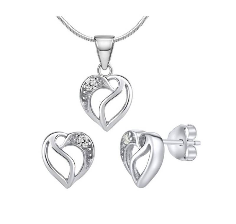 Silvego Ohrring-Set Silver set JJJS659 Shimmering Heart (Earrings, Pendant) von Silvego