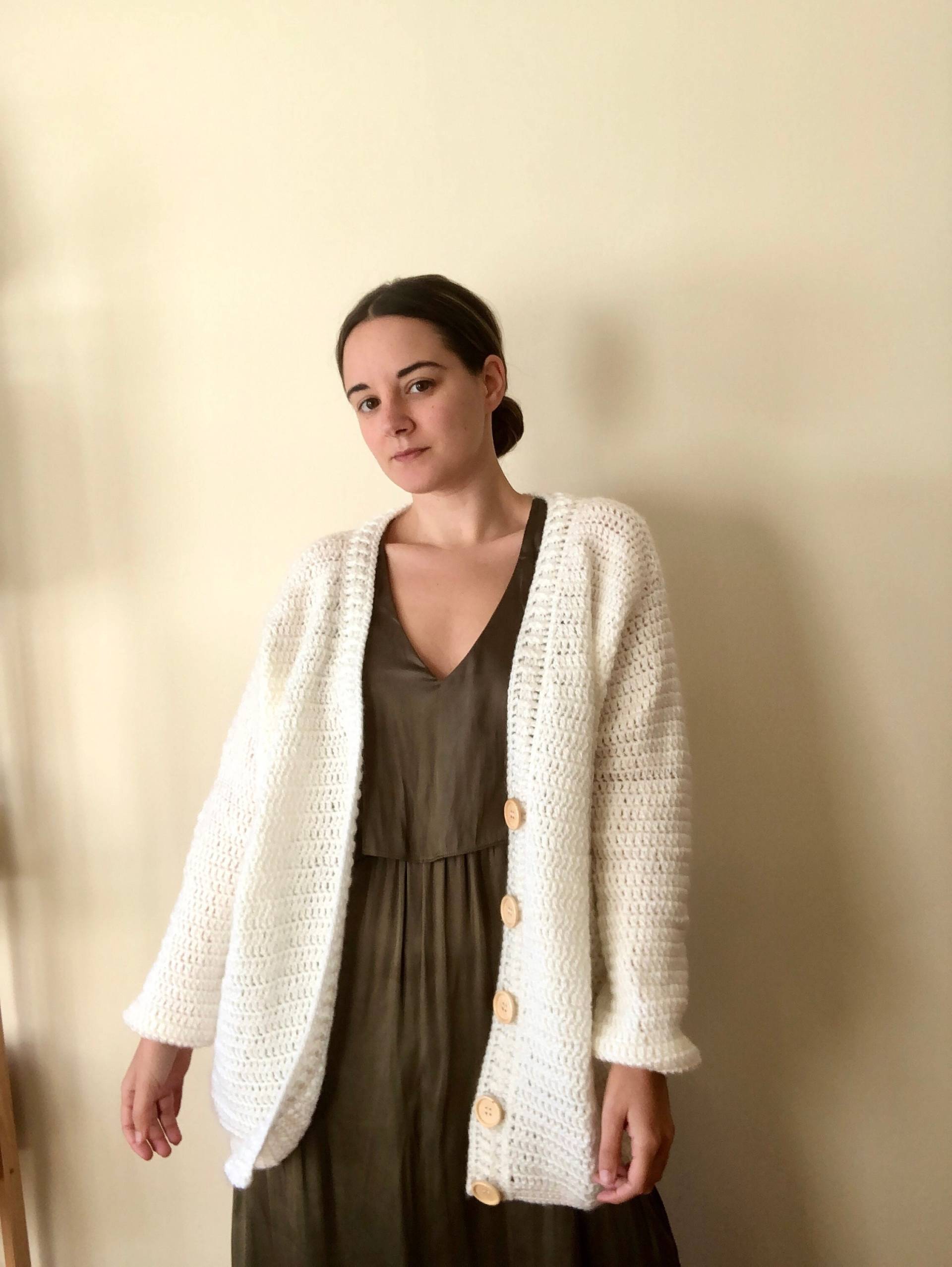 Lange Wolljacke, Oversized Cardigan, Button-Down-Jacke, Merinowolle-Cardigan, Häkeljacke, Strickjacke, Geschenk Für Sie von SilveiraHandmade
