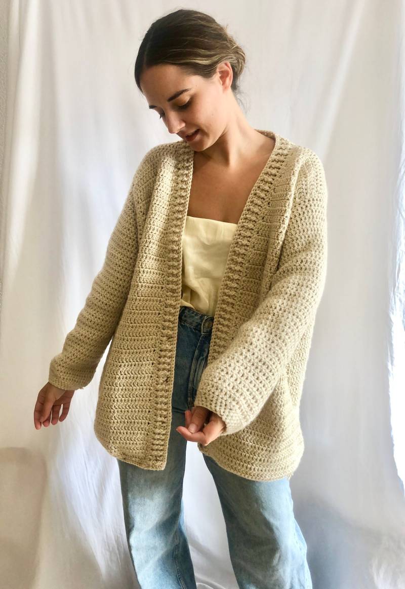 Oversized Jacke, Damen Winterjacke, Strickjacke, Häkeljacke, Beige Handgemachte Warme Jacke von SilveiraHandmade