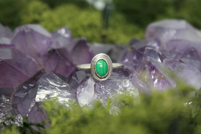 Handgemachte Sterling 925 Silber Grün Achat Ring, Gepunzt Handgemachte Sterling 925 Silber Grün Achat Ring, Gepunzt von Silvenwitch