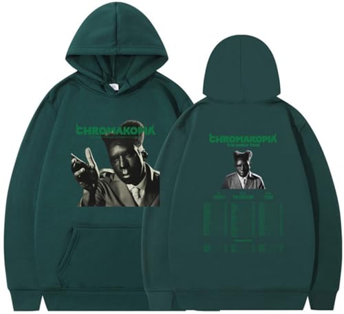 Silver Basic Chromakopia Tyler Hip-Hop bedruckter Herren Hoodie in Übergröße-DarkGreen-M1 von Silver Basic