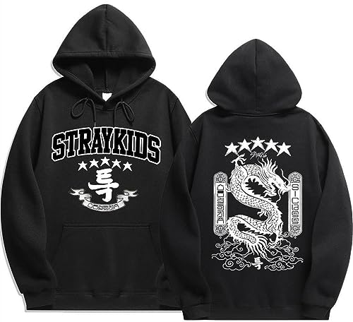 Silver Basic Damen Herbst Unisex Sweatshirt Stray-KIdds 2D Soft Cosplay Hoodies-Black-2XL1 von Silver Basic