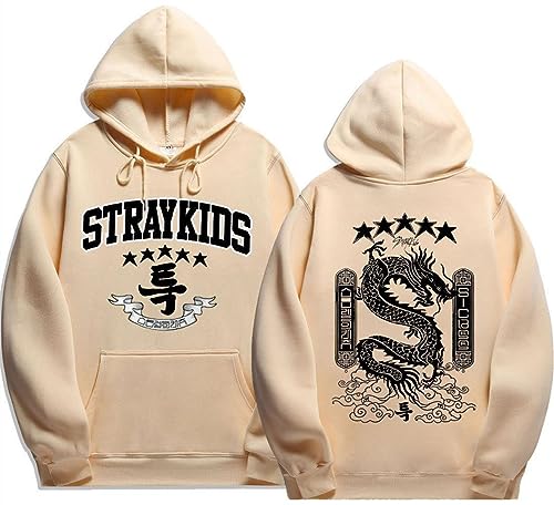 Silver Basic Damen Herbst Unisex Sweatshirt Stray-KIdds 2D Soft Cosplay Hoodies-Khaki-4XL1 von Silver Basic