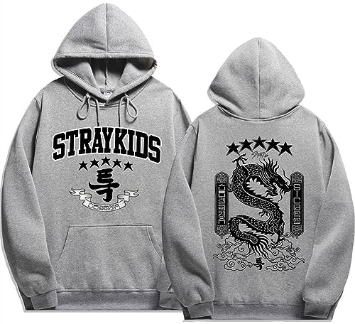 Silver Basic Damen Herbst Unisex Sweatshirt Stray-KIdds 2D Soft Cosplay Hoodies-LightGrey-S1 von Silver Basic
